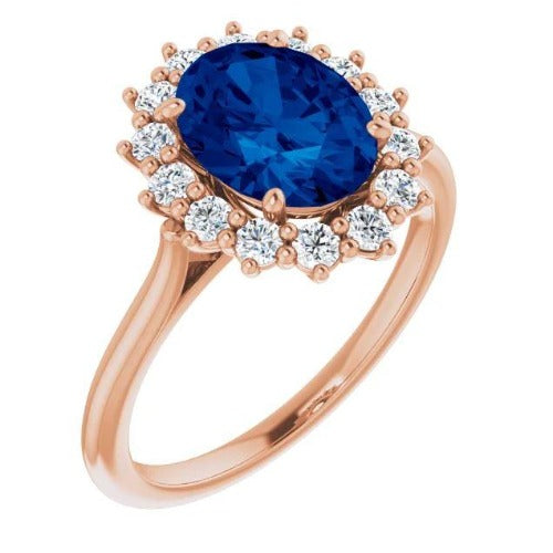 18K Rose 9x7 mm Oval Halo-Style Ring – Nafisehjewelers