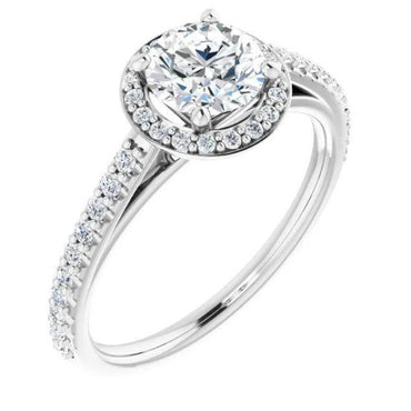 18K White 6 mm Round Halo-Style Engagement
