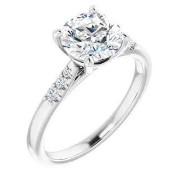 18K White 7.4 mm Round Engagement Ring